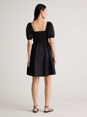 Simons Black Puff Sleeve Smocked Dress M